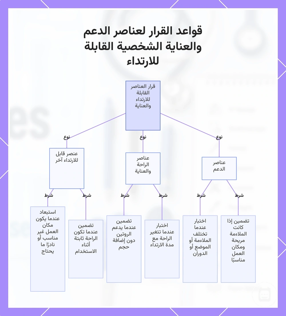 قواعد قرار عناصر الدعم والعناية الشخصية القابلة للارتداء قبل الوردية