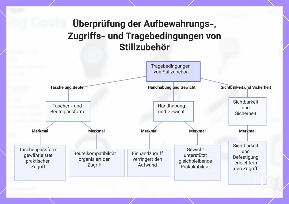 Überprüfung der Aufbewahrungs-, Zugriffs- und Tragebedingungen von Pflegezubehör