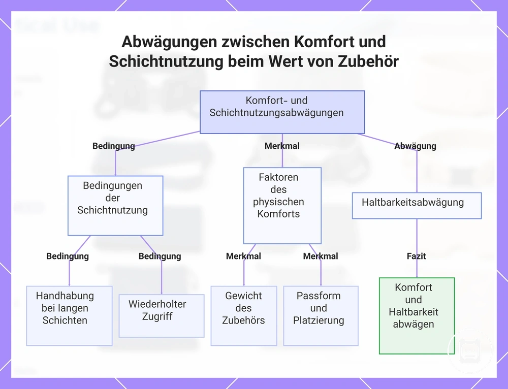 Komfortwert von Pflegezubehör nach Tragedauer, Zugriff, Bewegung und Passform