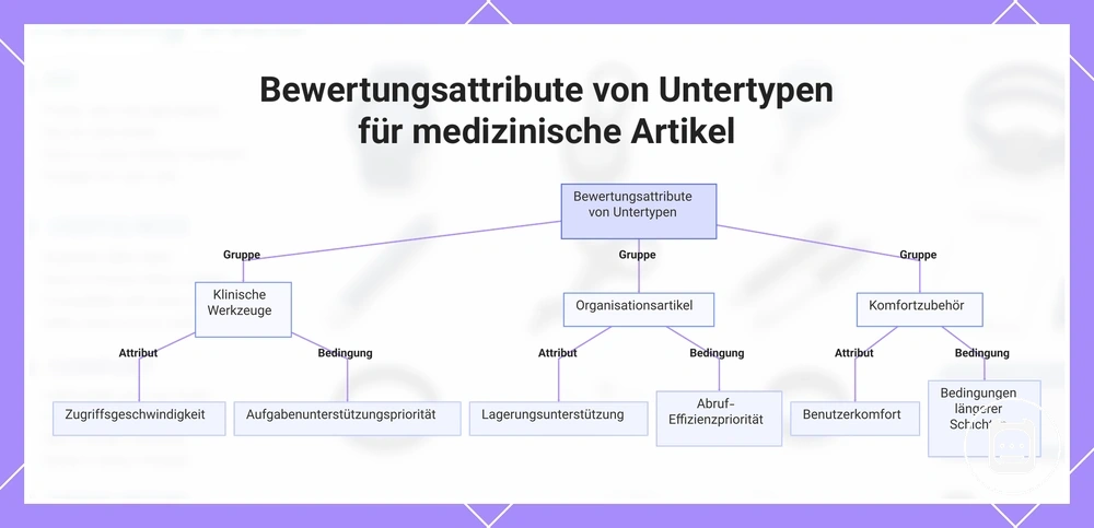 Bewertungsmerkmale von klinischen Werkzeugen, Ordnungsgegenständen und Komfortzubehör