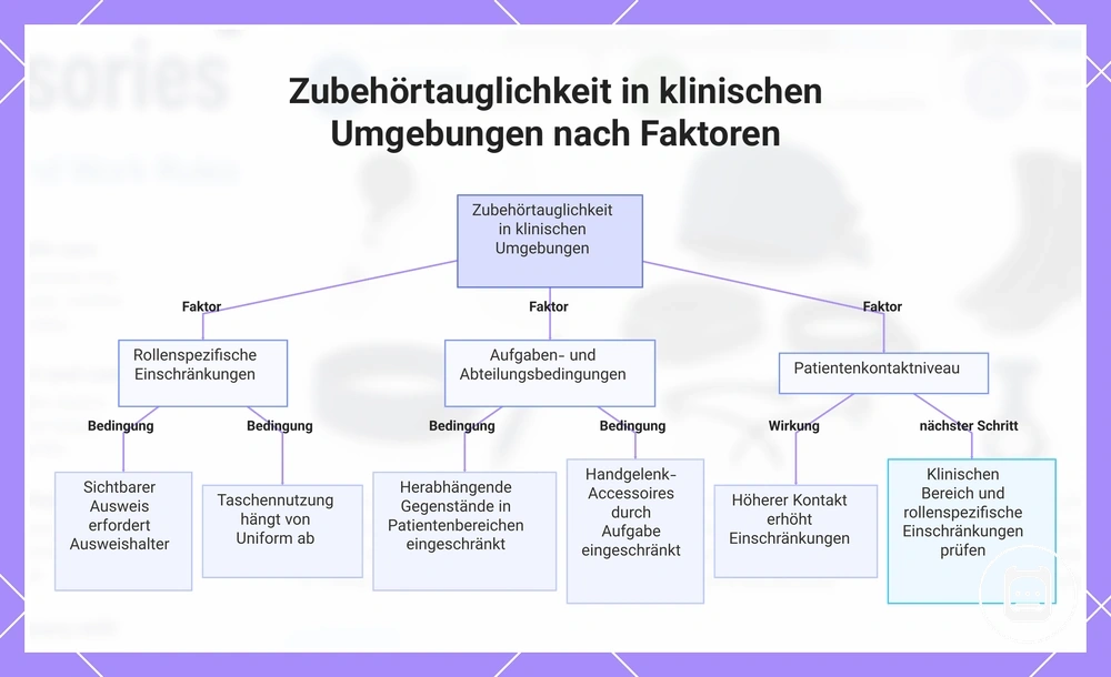 Eignung von Pflegeaccessoires nach Rolle, klinischem Bereich, Aufgabe und Patientenkontakt