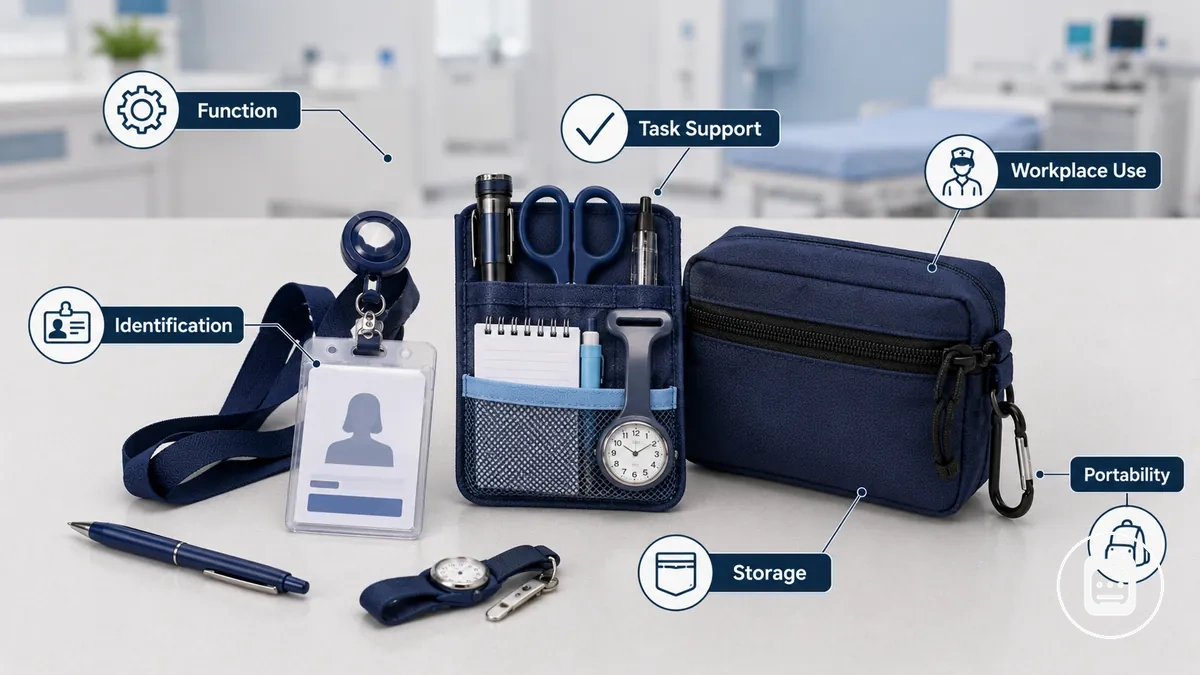 Annotated nursing accessories showing function-based accessory types
