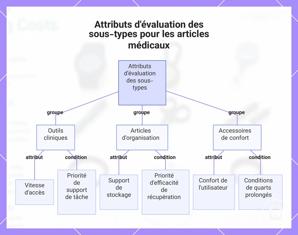 Attributs d’évaluation des groupes d’accessoires de soins infirmiers