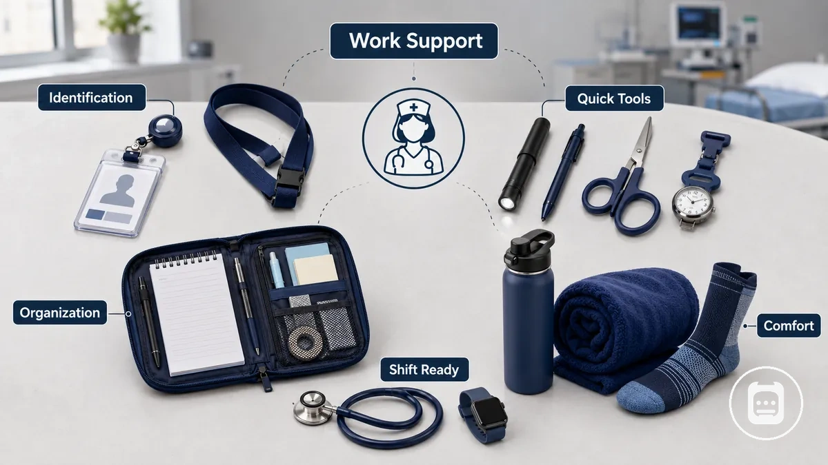 Accessoires de soins infirmiers regroupés par fonction professionnelle et valeur pratique