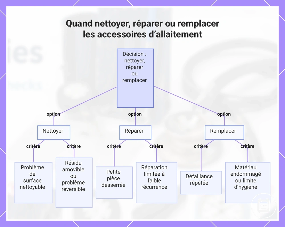 Quand nettoyer, réparer ou remplacer les accessoires de soins infirmiers