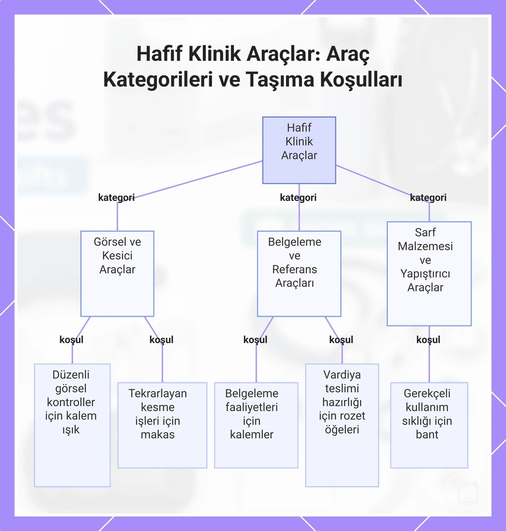 Hafif klinik alet kategorileri ve hızlı erişim koşulları